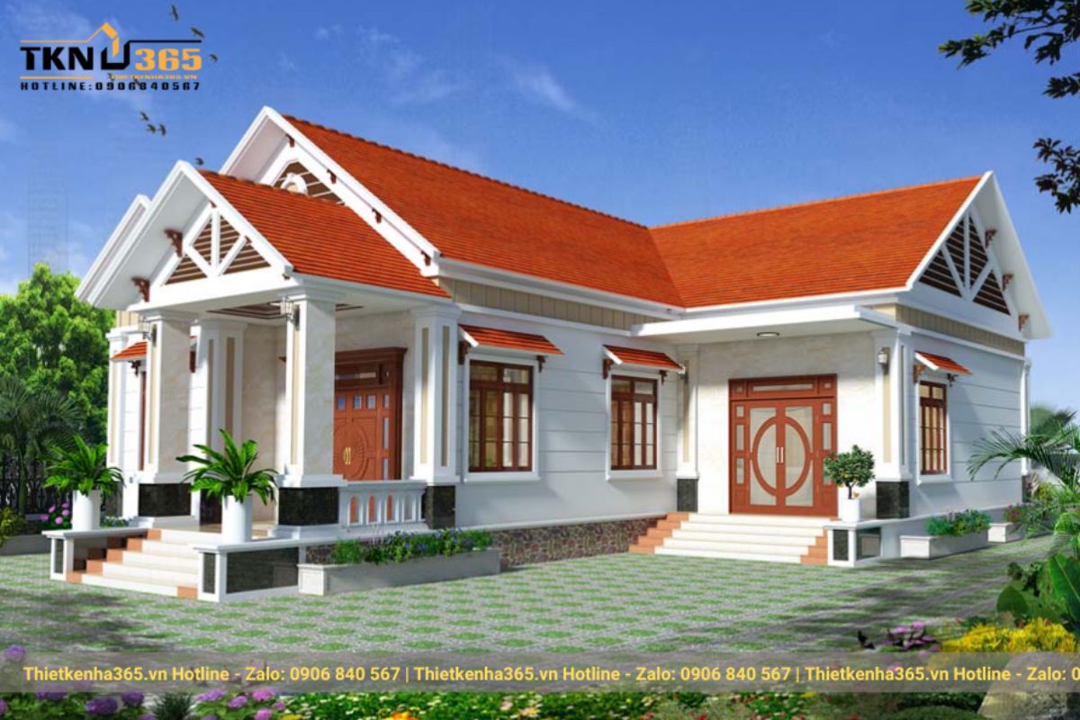 nhà chữ L 1 tầng 3 phòng ngủ 80m2