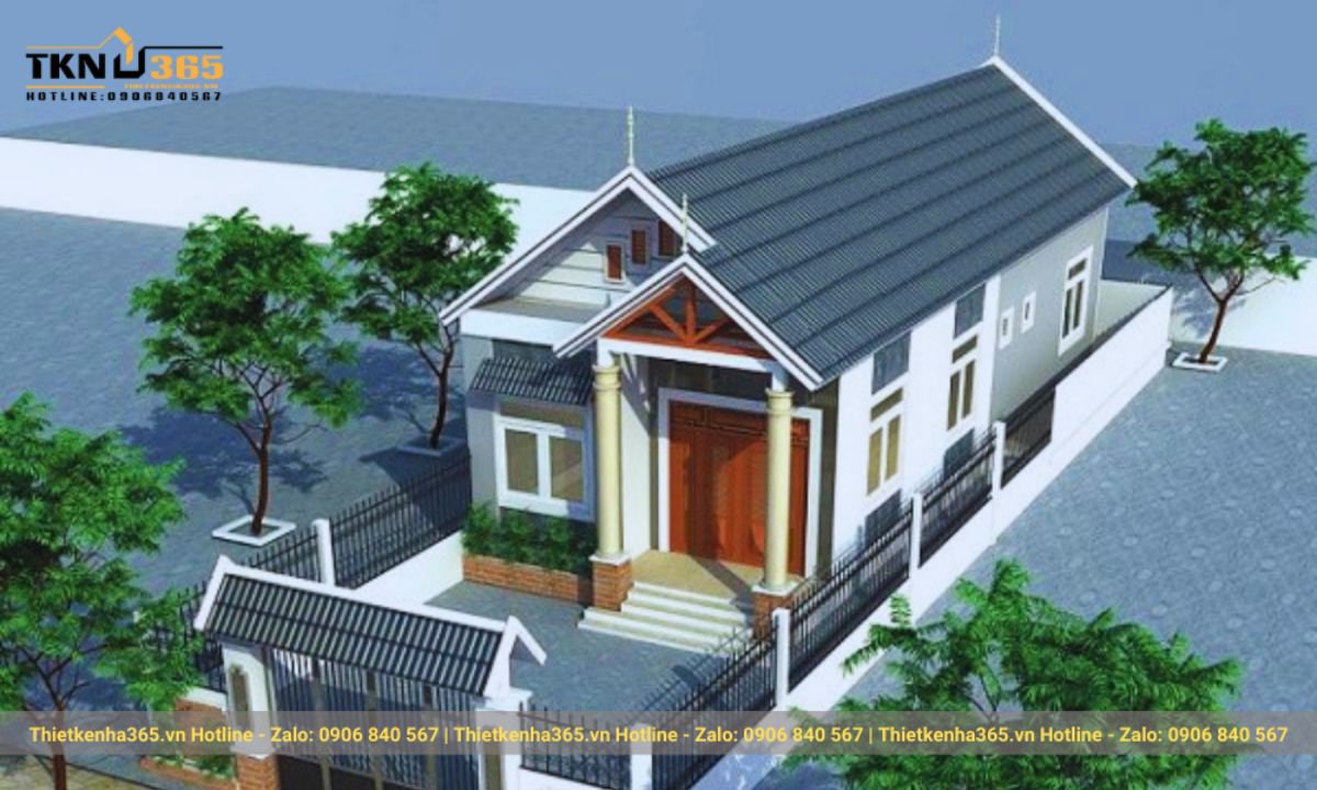 nhà cấp 4 80m2 3 phòng ngủ nông thôn
