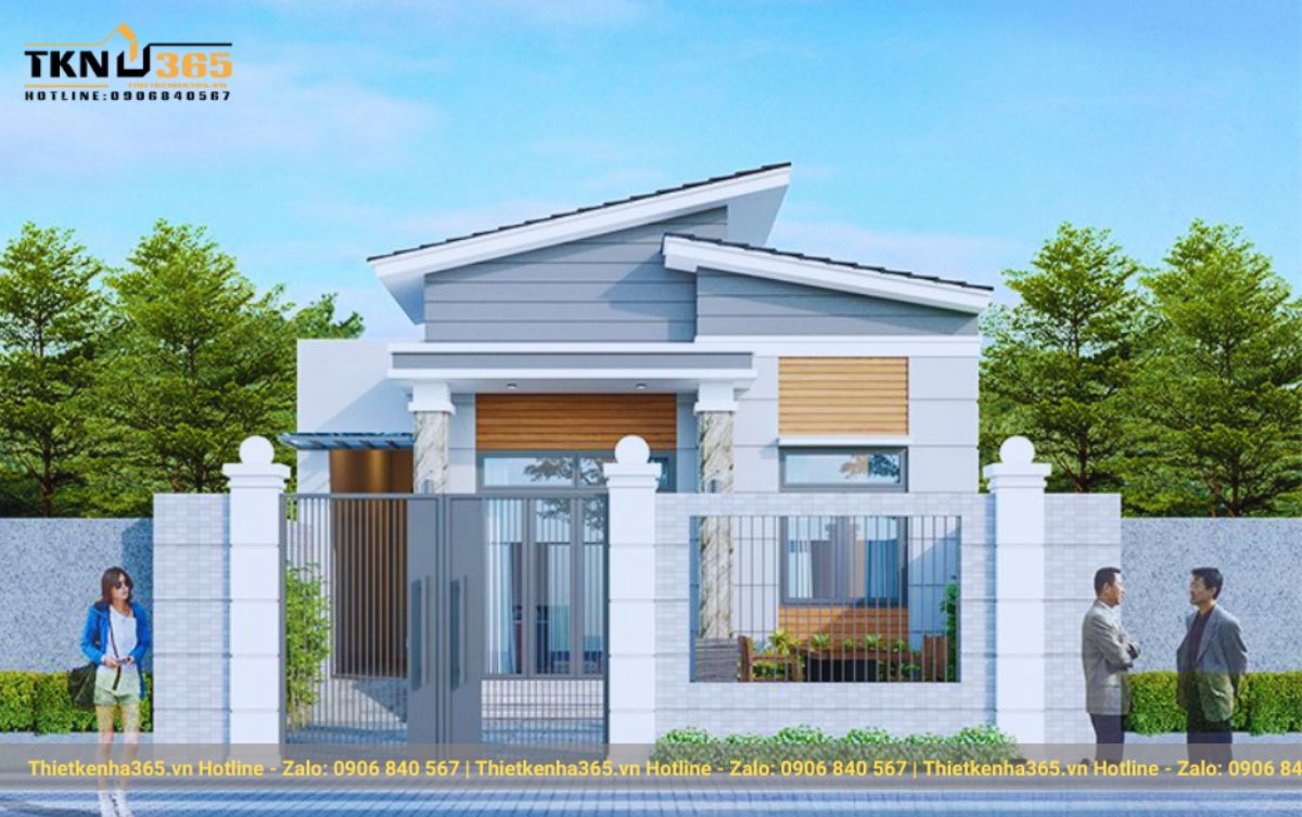 nhà 3 phòng ngủ 1 tầng 80m2 hiện đại