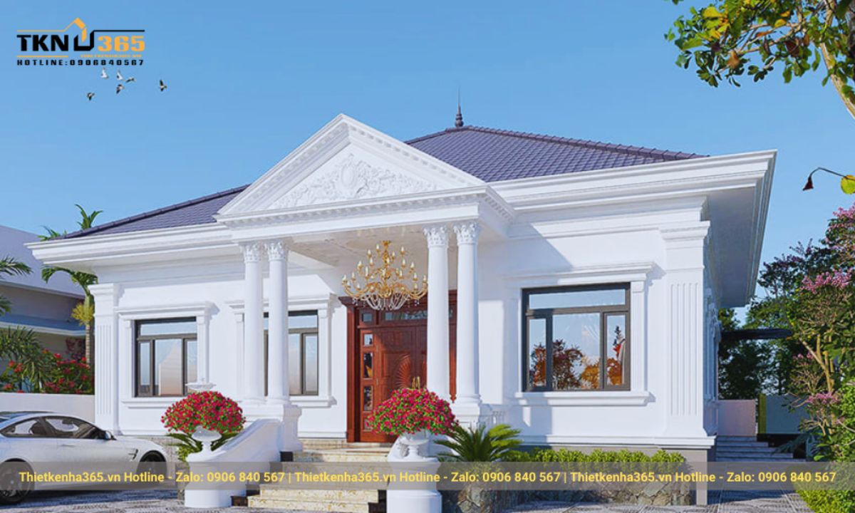 nhà 3 phòng ngủ 1 tầng 80m2 mái thái