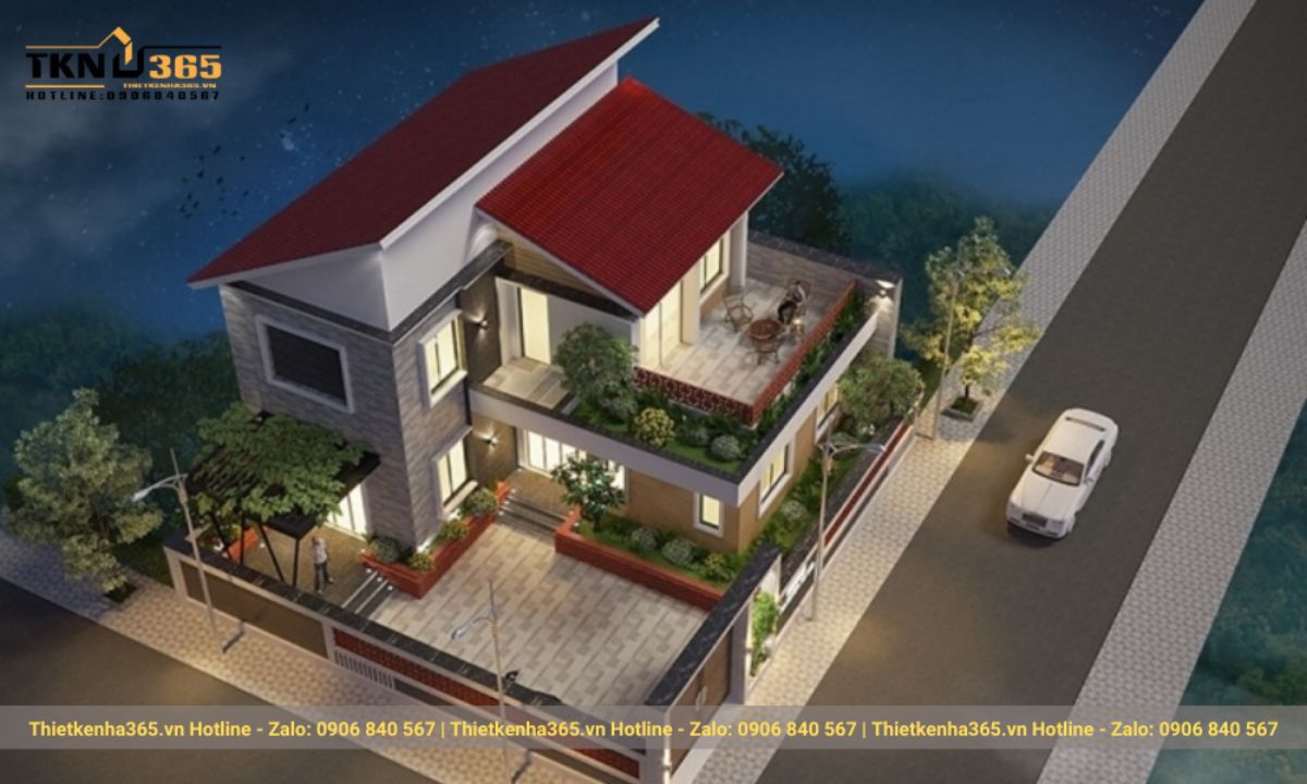 Mẫu nhà chữ l đẹp 2 tầng