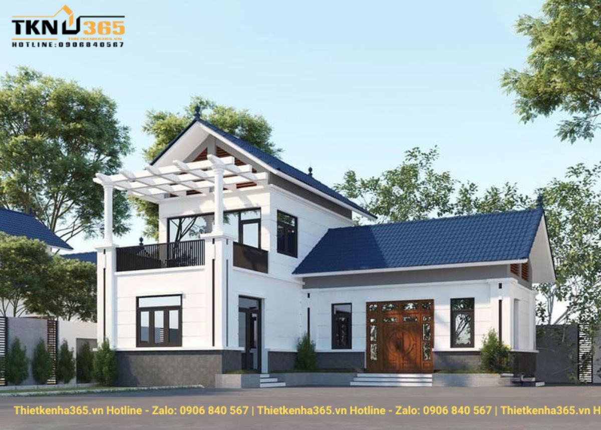 Mẫu nhà chữ L 2 tầng mái Thái 
