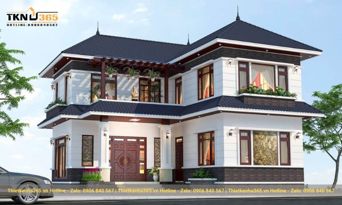 bố trí nhà 2 tầng chữ L hợp phong thuỷ