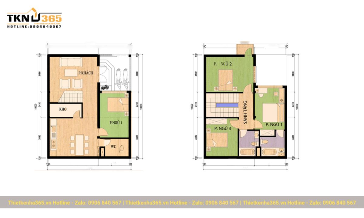 bản vẽ thiết kế nhà chữ L tầng mái tôn 