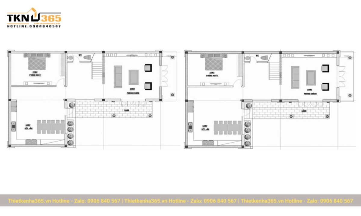 bản vẽ Mẫu nhà chữ L 2 tầng 80m2