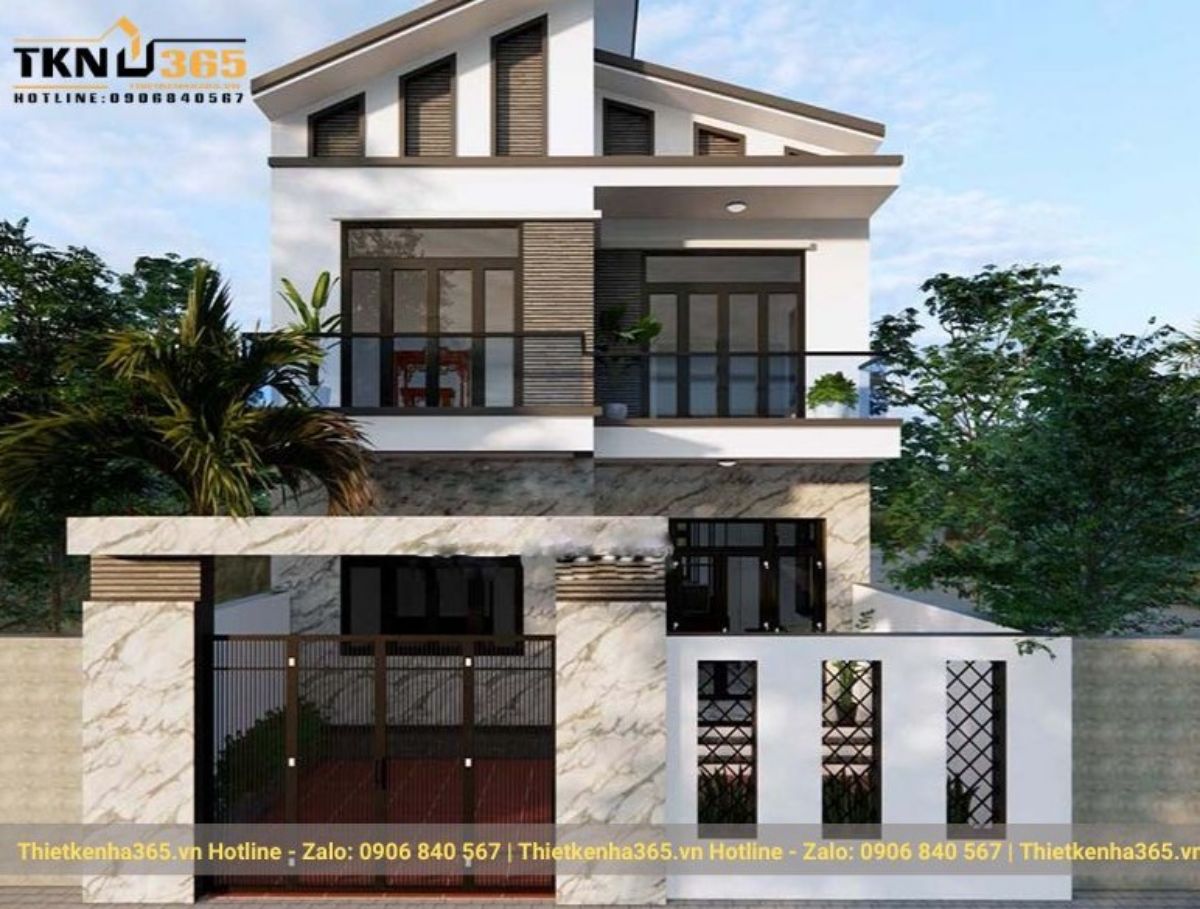 nhà mái lệch 2 tầng