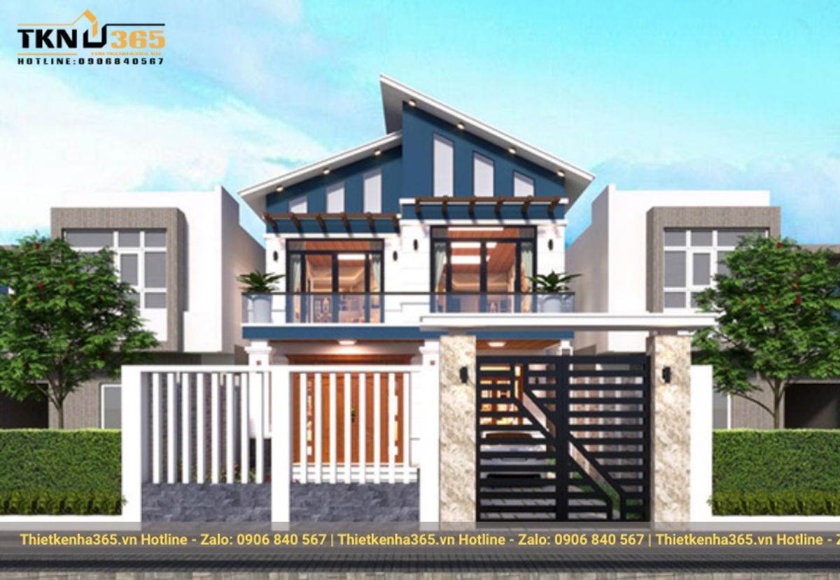 nhà mái lệch 2 tầng