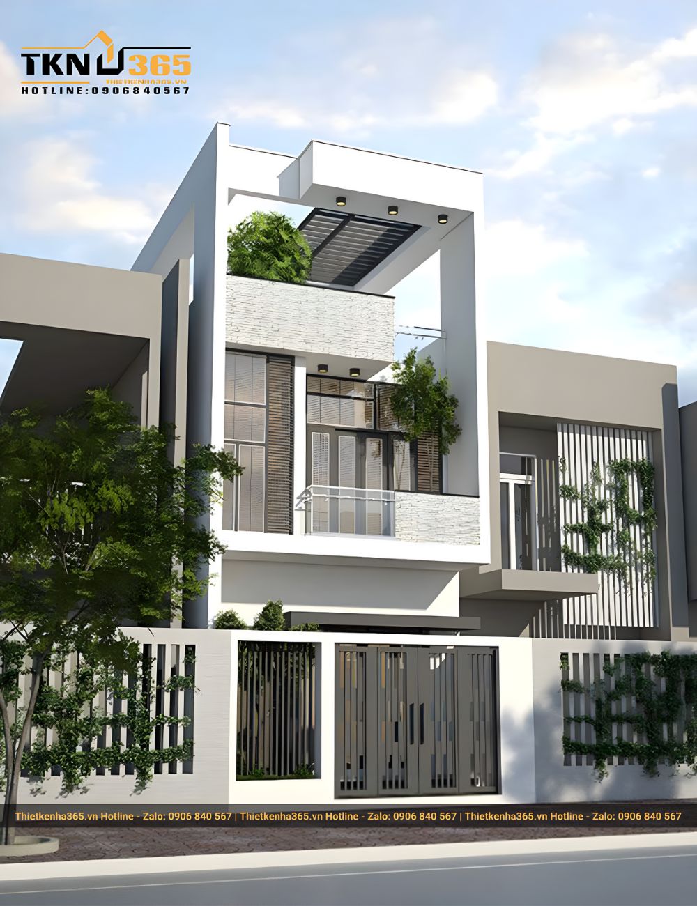 Nhà 2 tầng 1 tum hiện đại