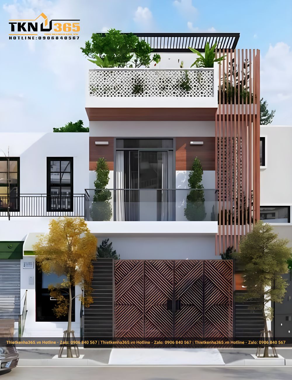 Nhà 2 tầng 1 tum hiện đại