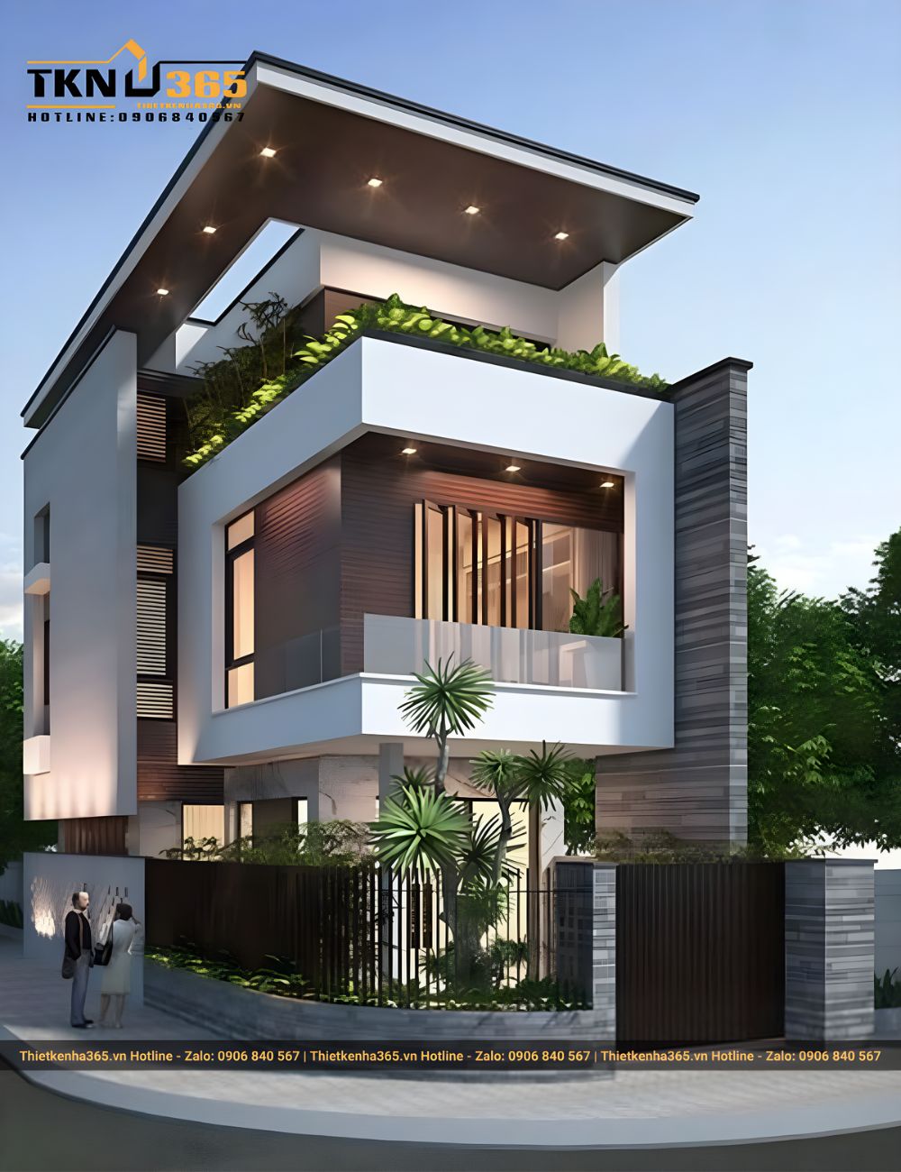 Mẫu nhà phố 2 tầng 1 tum