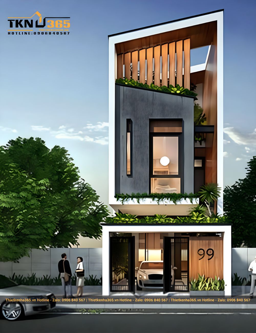 Nhà ống 2 tầng 1 tum