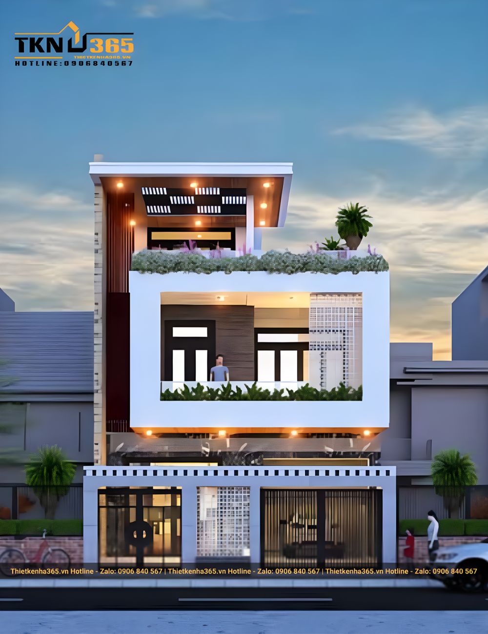 Mẫu nhà 2 tầng 1 tum 5x20