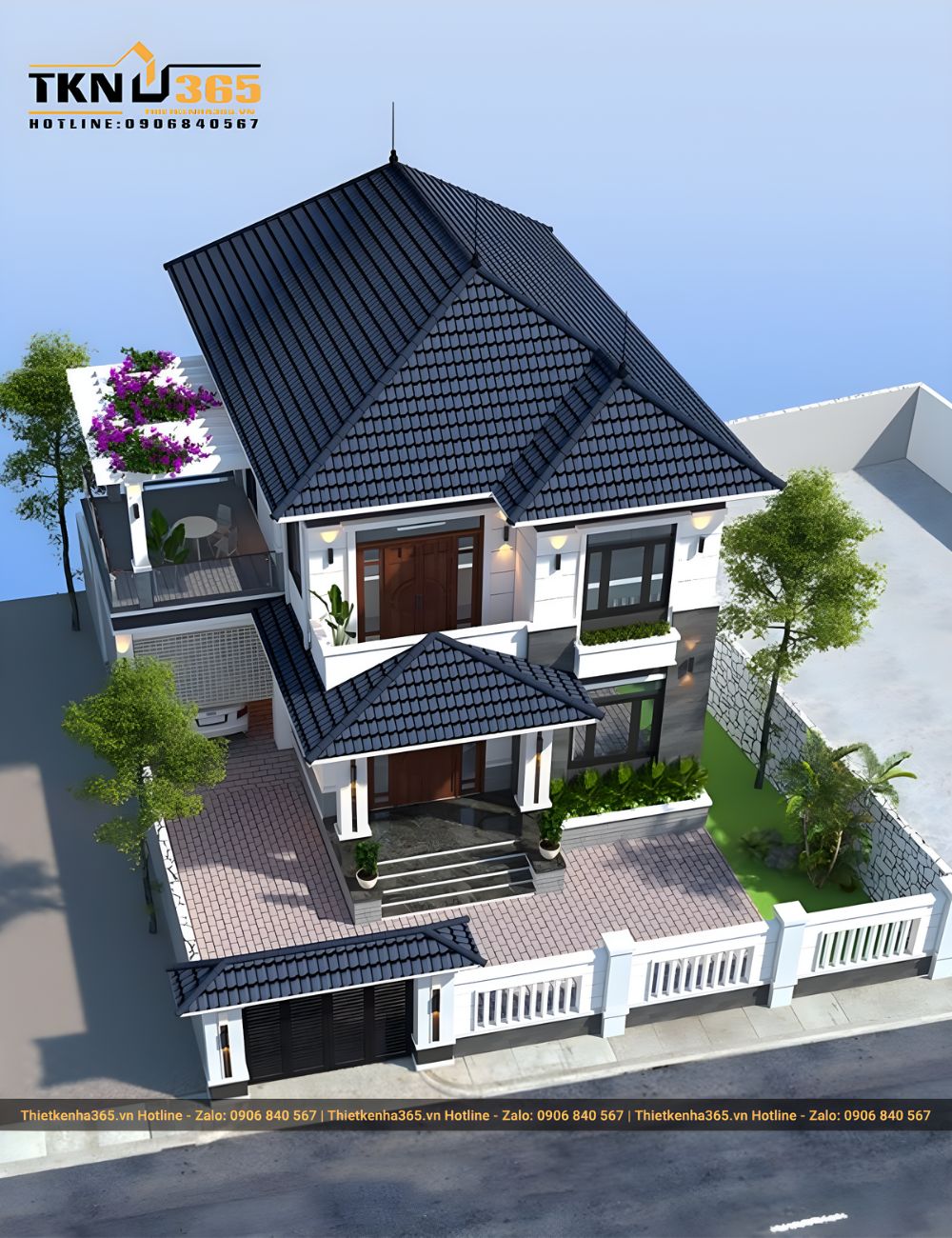 Mẫu nhà 2 tầng 1 tum