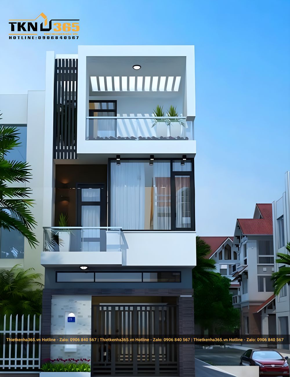 Mẫu thiết kế nhà ống 2 tầng 1 tum