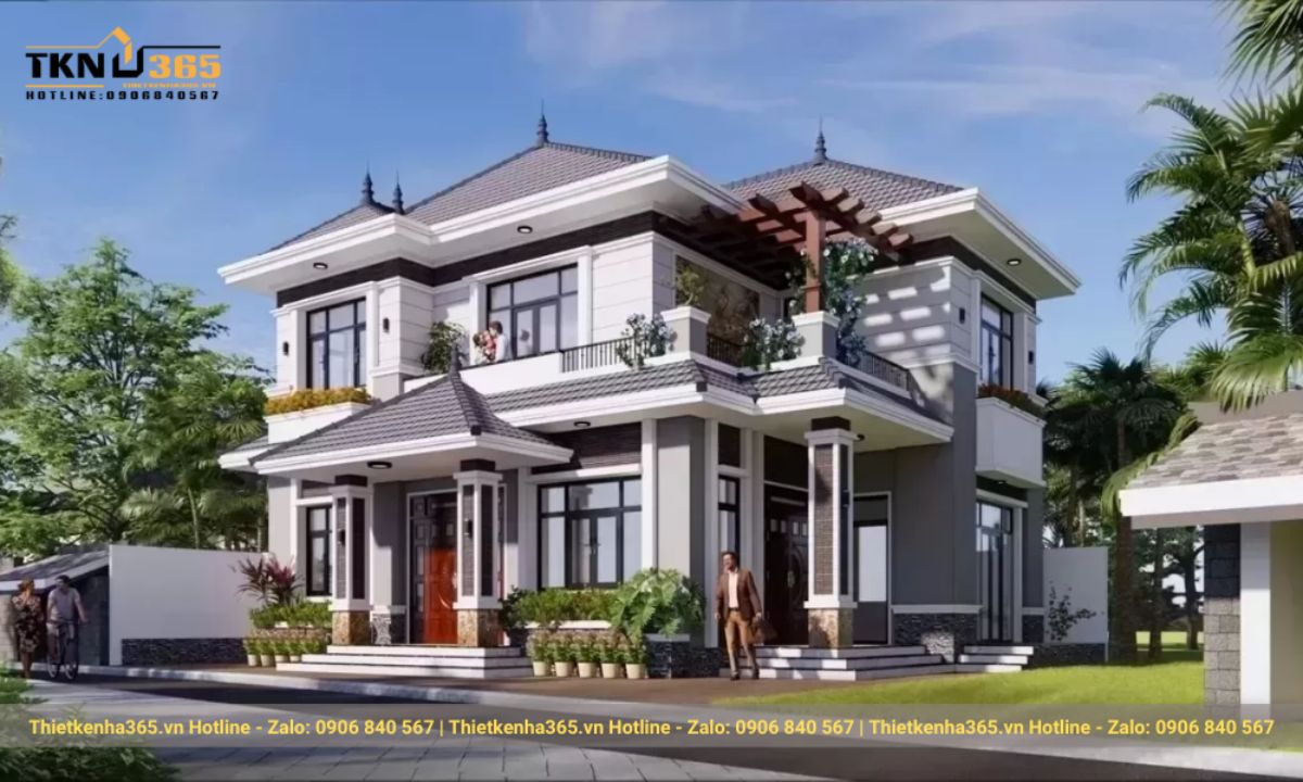 những mẫu nhà 2 tầng mặt tiền 10m