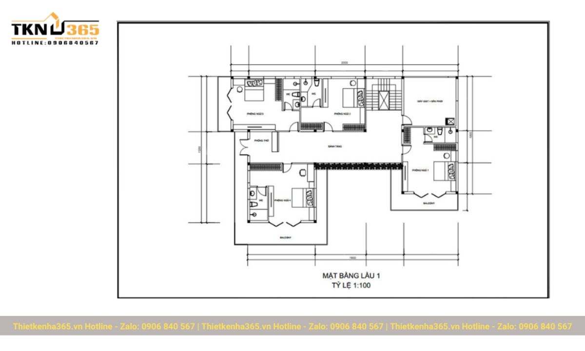 Bản vẽ những mẫu nhà 2 tầng mặt tiền 10m