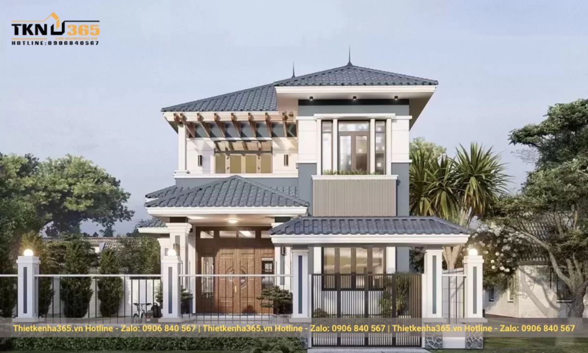 những mẫu nhà 2 tầng mặt tiền 10m