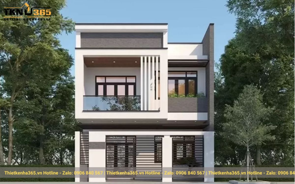 những mẫu nhà 2 tầng mặt tiền 10m