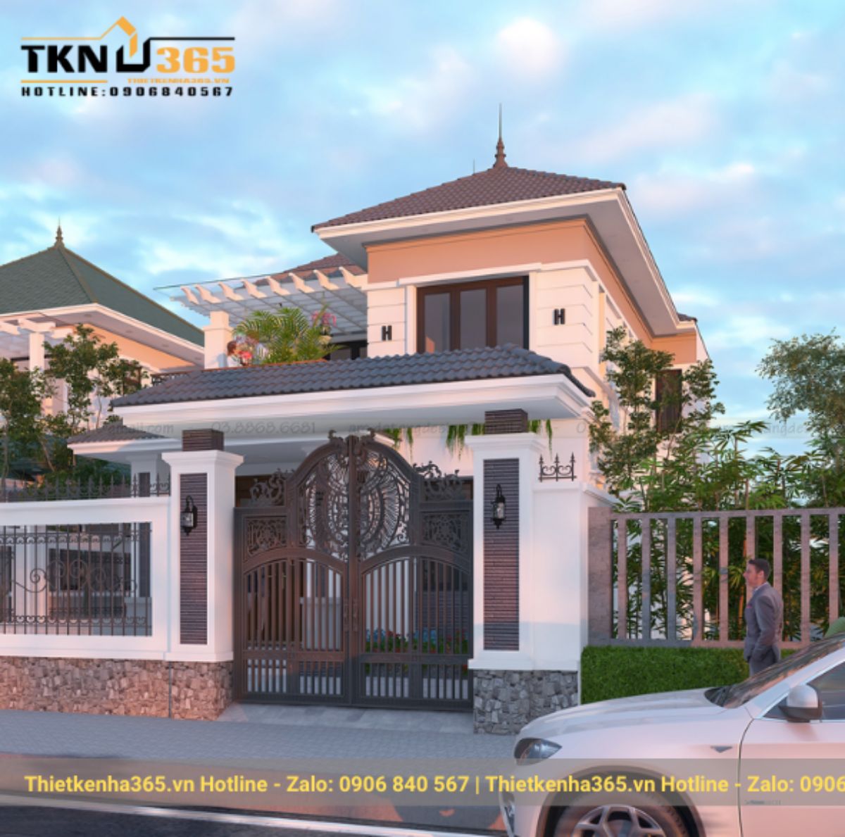 những mẫu nhà 2 tầng mặt tiền 10m