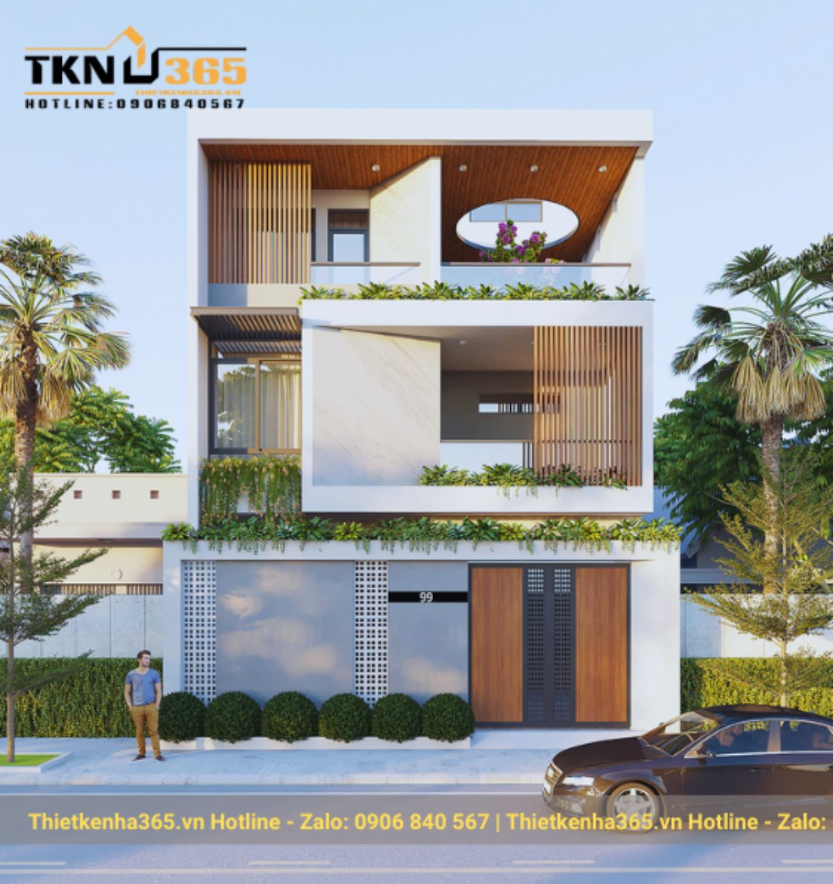 Thiết kế nhà đẹp 3 tầng mặt tiền 7m