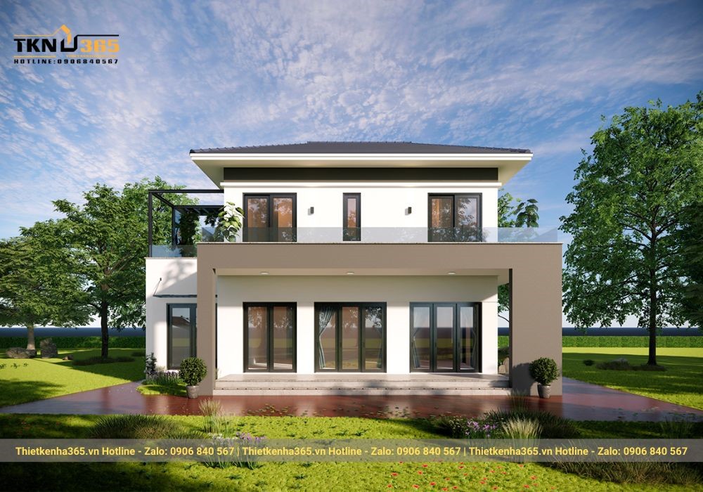 Mẫu nhà vuông 2 tầng đơn giản