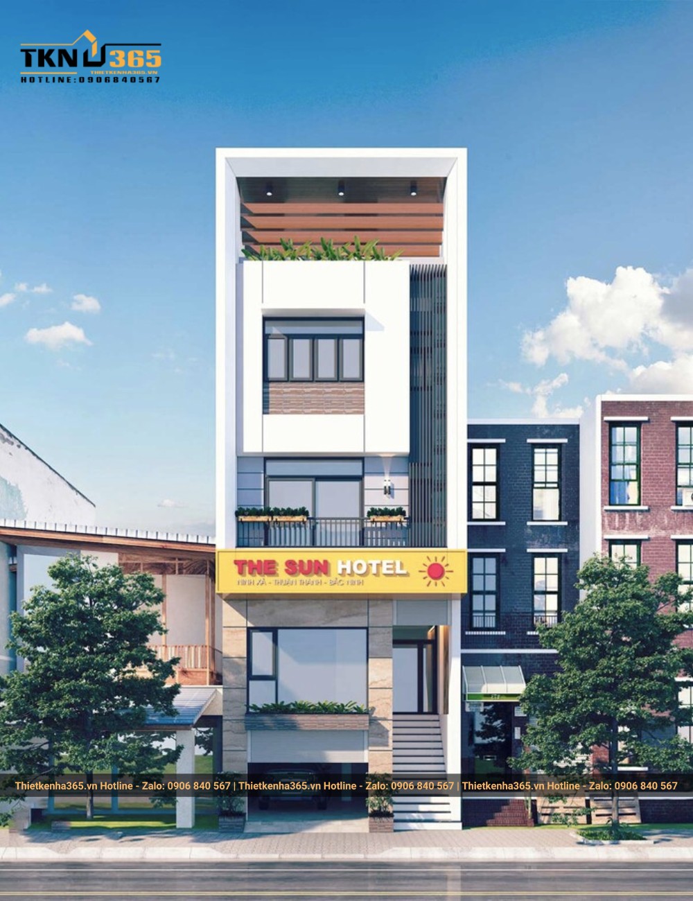 Khách sạn 4 tầng có tầng hầm để xe