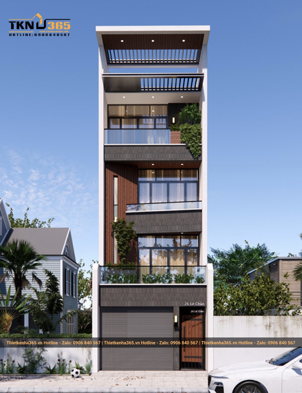 Nhà 4 tầng đẹp với tầng tum