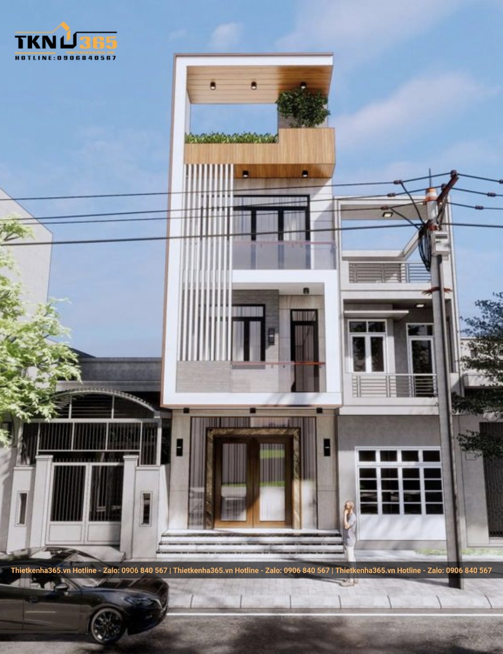 Mẫu nhà phố 4 tầng đẹp hiện đại