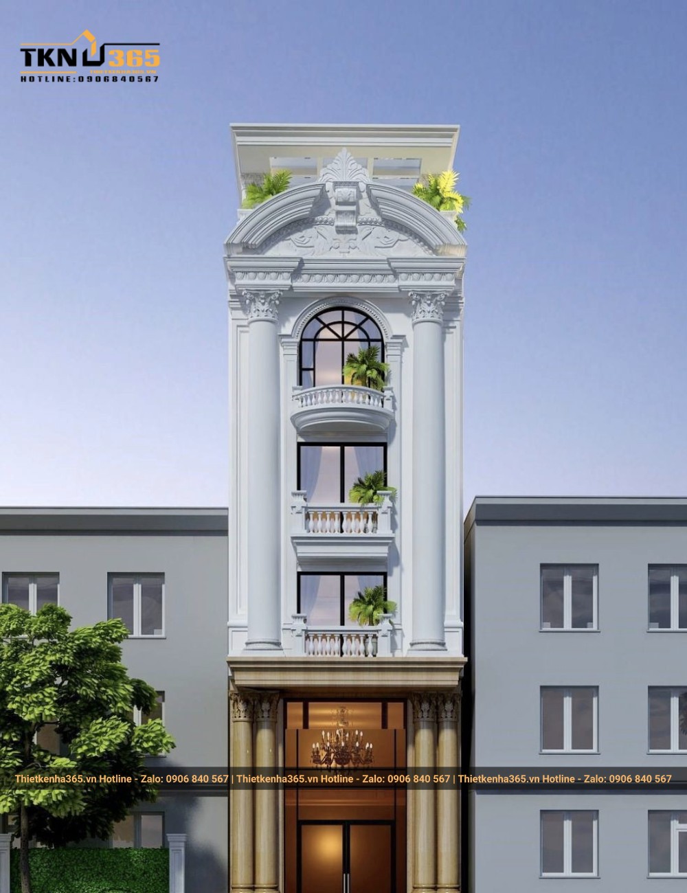 Mẫu nhà phố 4 tầng cổ điển