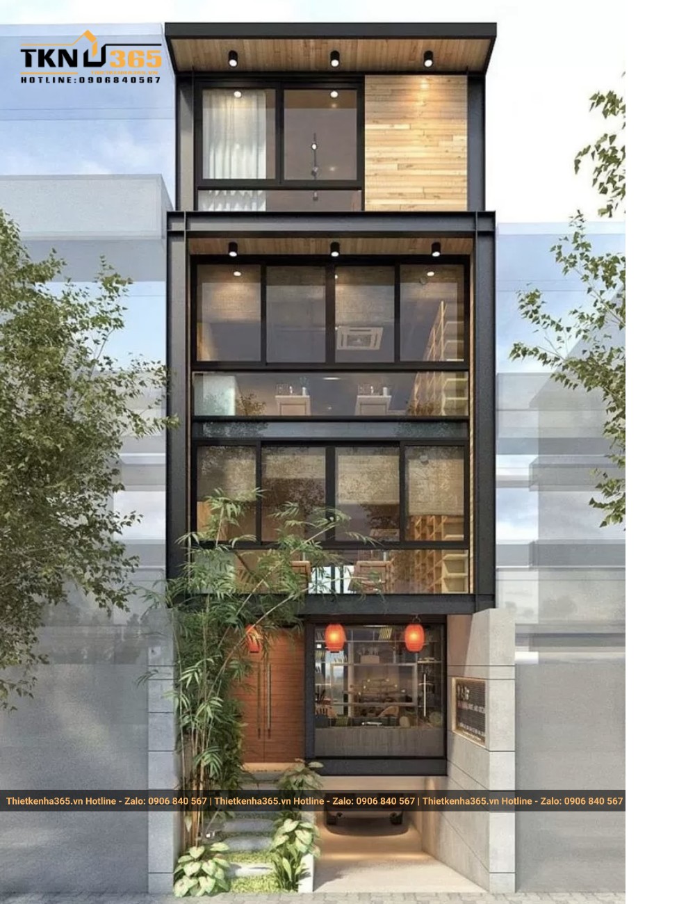 Quán cà phê 4 tầng với không gian mở 