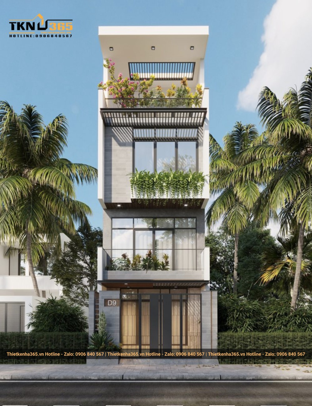 Mẫu nhà ống này có cửa kính lớn