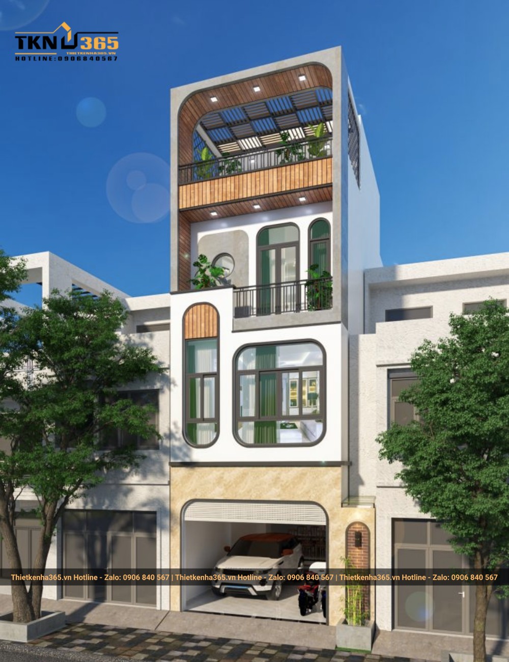 Nhà 4 tầng phong cách Địa Trung Hải