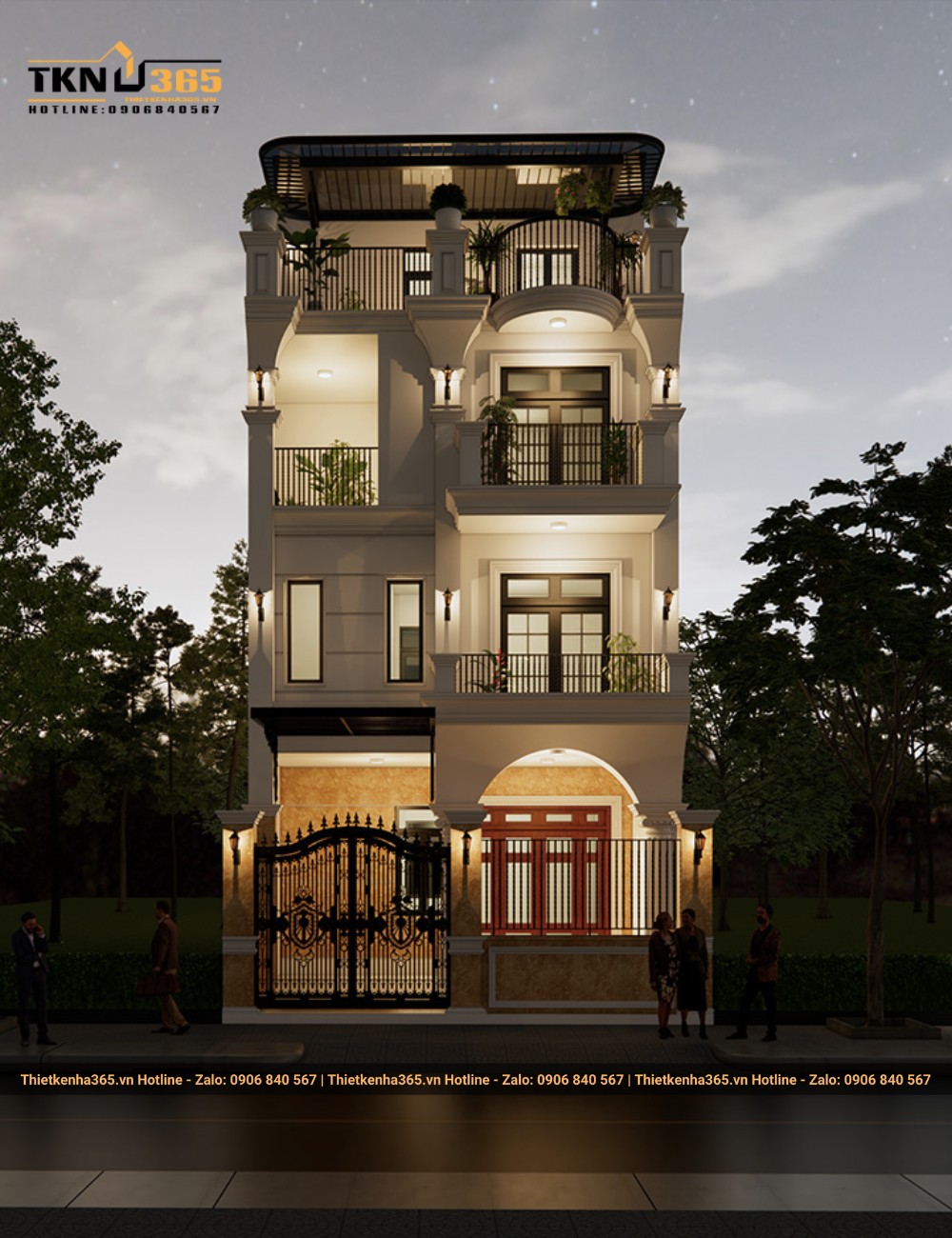 Ngôi nhà 4 tầng tân cổ điển