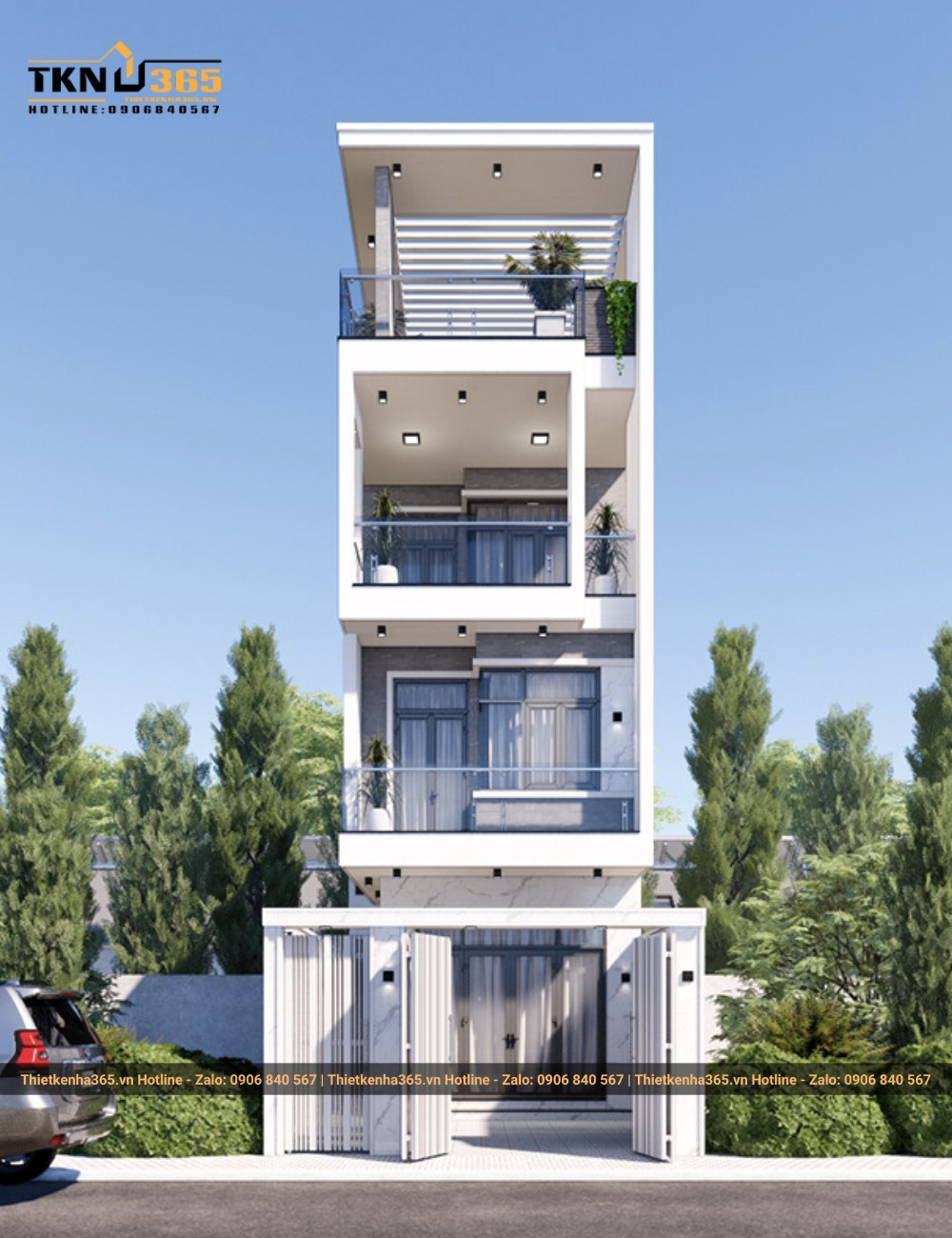 Mẫu nhà ống 4 tầng đẹp hiện đại