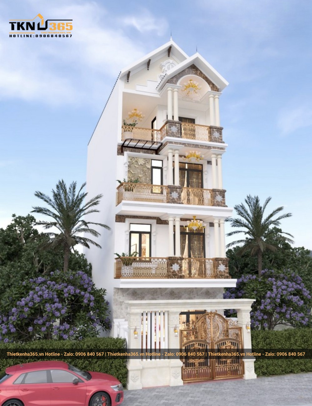 Nhà 4 tầng mái Thái 