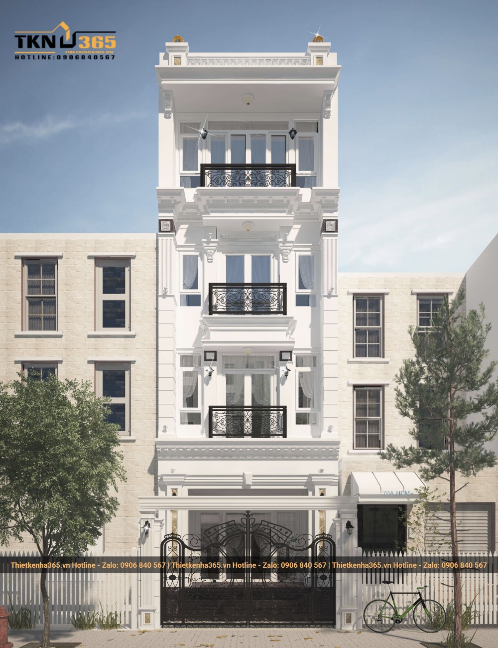 Ngôi nhà 4 tầng tân cổ điển
