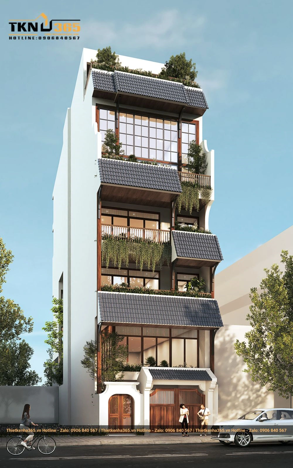 Mẫu nhà 5 tầng có mặt tiền kinh doanh 