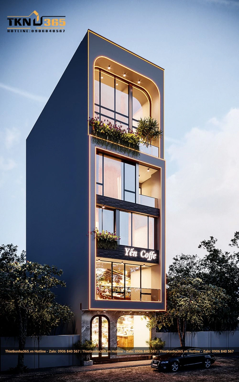 mẫu thiết kế nhà 5 tầng để kinh doanh 