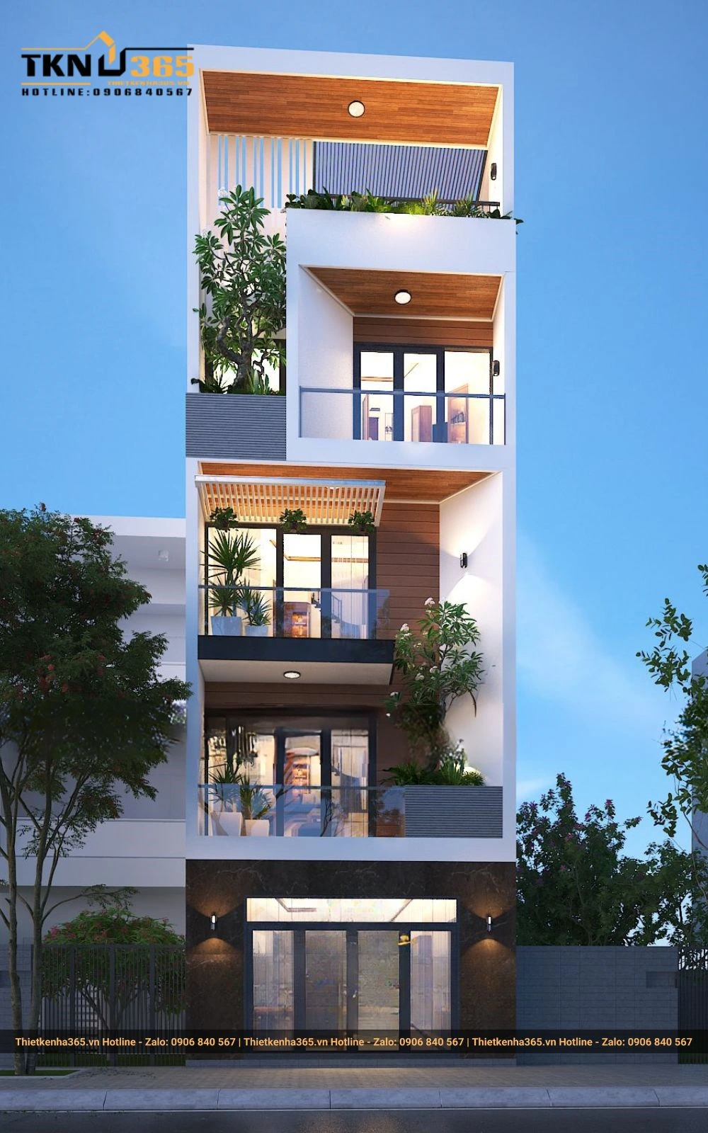 Nhà 5 tầng có thiết kế giếng trời 