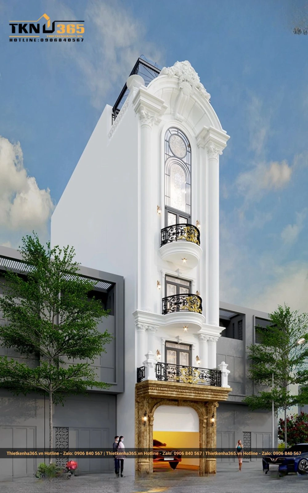 Mẫu nhà ống 5 tầng tân cổ điển 