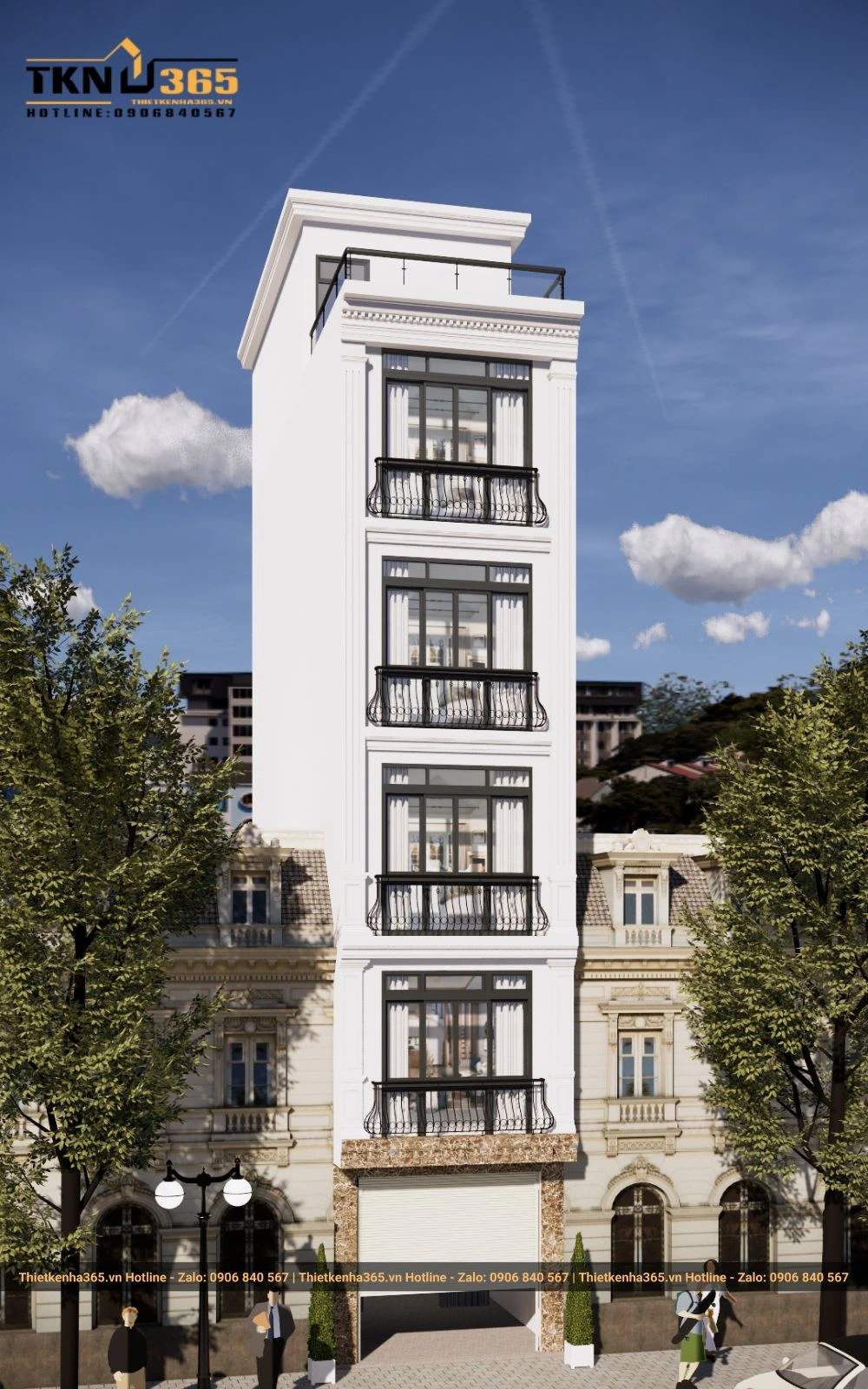 Mẫu nhà phố 5 tầng 1 tum