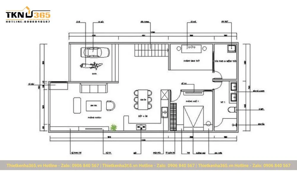 Bản vẽ chi tiết nhà cấp 4 đơn giản 6x12m