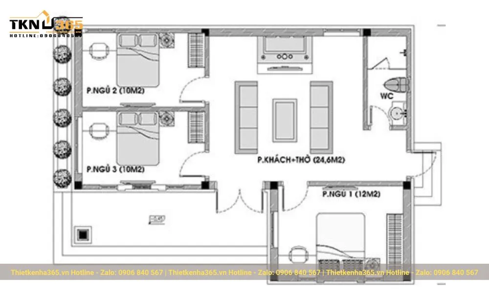 Bản vẽ chi tiết nhà cấp 4 diện tích 8x13m