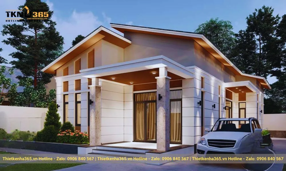 Mẫu thiết kế nhà cấp 4 mái lệch