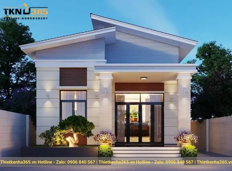 Mẫu thiết kế nhà cấp 4 mái lệch