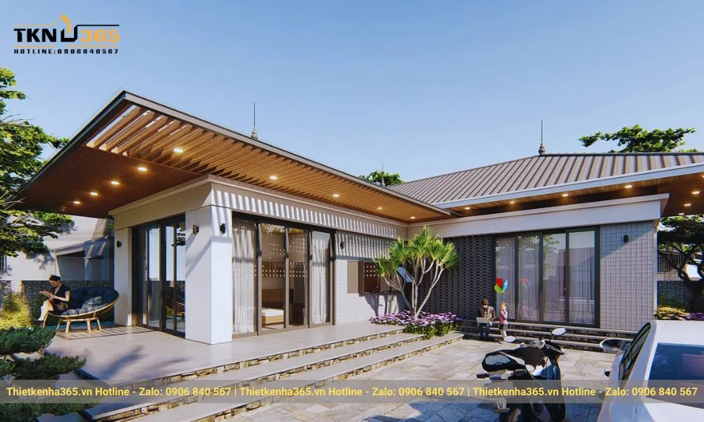 Mẫu thiết kế nhà cấp 4 kết hợp sân vườn