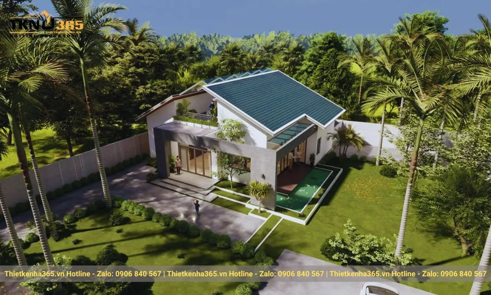 Mẫu nhà cấp 4 kết hợp sân vườn