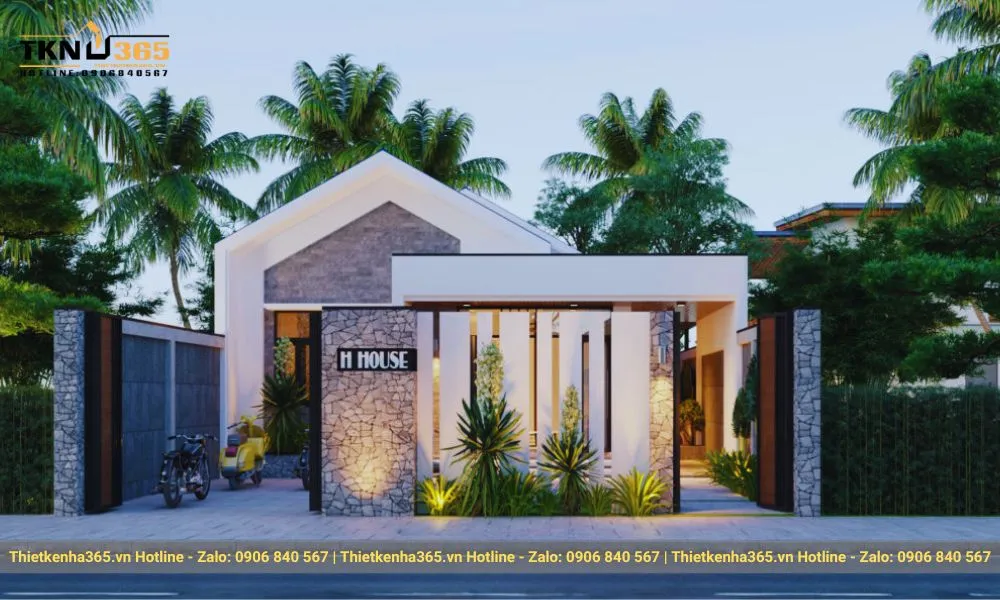 thiết kế nhà cấp 4 đẹp diện tích 5x20