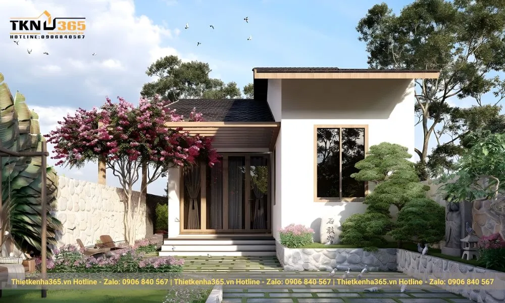 Nhà cấp 4 có kính cường lực