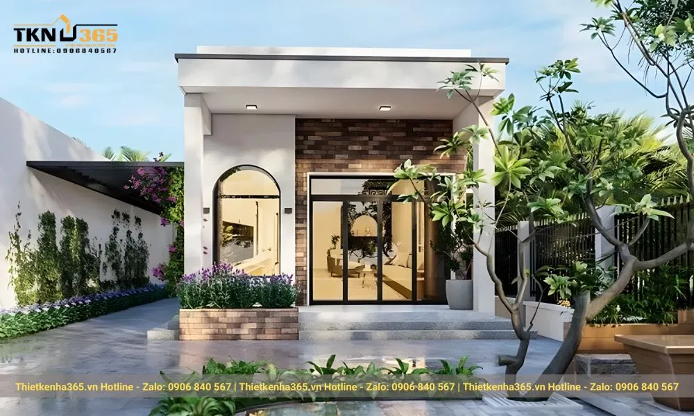 Thiết kế nhà cấp 4 được lắp kính cường lực